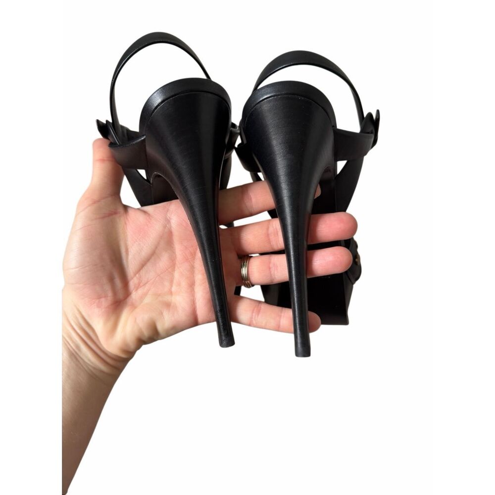 Saint Laurent Sandals Tribute Platform Leather Missing 2 Studs Slingback Open To - Picture 6 of 12